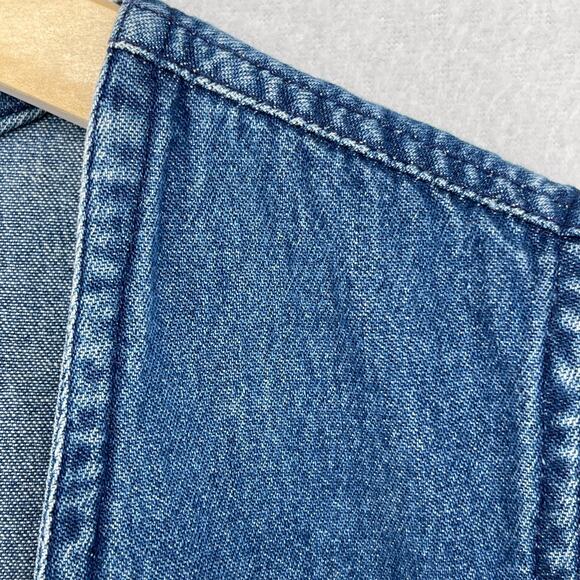 APRIL CORNELL Vest XL Denim Button Up Sleeveless Embroidered Cotton Blue - Picture 9 of 12